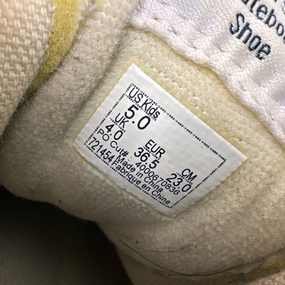 Vans Skate Hi Top Sneaker Shoes Kids Sz 5 Yellow Suede Canvas Lace Up Back Zip - Picture 11 of 16